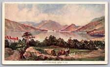 Lake George New York Mountains Country Road Reflection Old Car UNP VNG Postcard picture