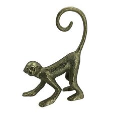 Brass Crouching Gold Tone Jungle Boho Realistic Monkey Figurine Decor 8.5