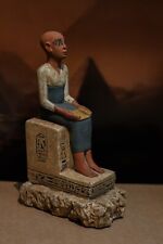Egyptian art Seated statue of Imhotep god of midicine open a papyrus scroll picture