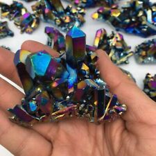 10Pcs AAA 50g Natural Rainbow Aura Titanium Stone Quartz Crystal Cluster Healing picture