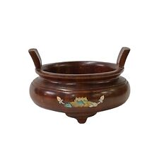 Chinese Zen Oriental Round Wood Ding Shape Incense Display ws2640 picture