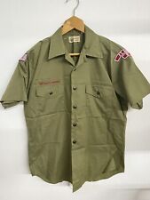 Vintage Boy Scouts Of America BSA Khaki Green Shirt w/ Patches 70s Fort Knox KY picture