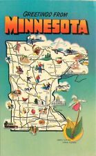1950s Map Attractions large Letter Map  Minnesota Postcard Gopher 12085 picture