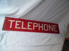 VINTAGE ORIGINAL RED TELEPHONE BOOTH GLASS 5 1/2 x 25 3/8 SIGN #2 picture
