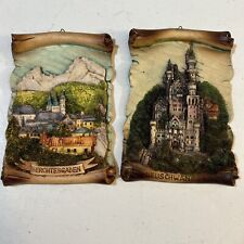 Vintage Neuschwanstein Castle And Berchtesgaden City scape Handmade Wall Art picture
