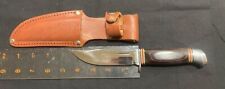 Vintage Sharp TM Hunting Knife w/ Leather Sheath 4 1/2” Blade - Stainless Taiwan picture