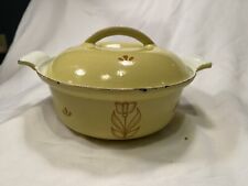 DRU Yellow Tulip Cast Iron ENAMEL DUTCH OVEN w/ Vented Lid Made in Holland picture