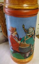 Vintage  1975 3D Ceramic Beer Stein7 1/2 High 3D 2 men and a lady sittin picture