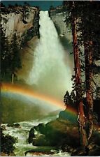 Nevada Fall Rainbow Spanish Snowy Merced River California Postcard VTG UNP Mirro picture