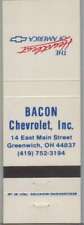 Matchbook Cover - Chevrolet Dealer - Bacon Chevrolet Greenwich, OH picture