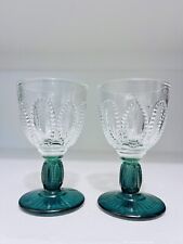 Pair of Vintage Avon 1982 Emerald Accent Cordial Green Glass Stemware Set of 2 picture