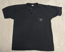 Harley Davidson T Shirt Men's Large Black Short Sleeve St Pete FL Henley Vintage picture