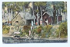 Old postcard A THATCHED HOUSE ON THE BANKS OF UPPER CALOOSAHATCHEE RIVER FL 1914 picture