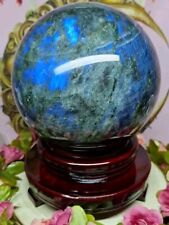 Beautiful Huge Blue Flash Labradorite Crystal Sphere 150mm 4.75kg & Stand picture