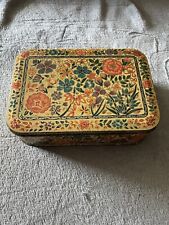 Vintage Daher Floral Colorful Biscuit Tin Canister With Lid Made In England picture