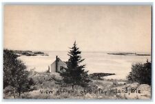View Off End Of Bailey Island Maine ME, Trees Sea Nature Scene Vintage Postcard picture