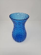 Antique Victorian Inverted Optic Thumbprint Honeycomb Cobalt Blue Glass Vase picture