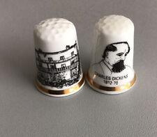 Charles Dickens + Dickens House Museum Broadstairs English Bone China Thimbles picture