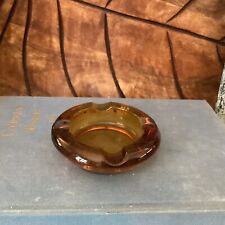 Vintage Amber Color Glass Ashtray 3” Mid Century Modern picture