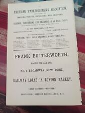 ☆1898 Orginal Print Ad FRANK BUTTERWORTH railroad Loans No 1 Broadway NYC picture