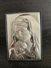 RRR RARE  Vintage Silver Icon Virgin Mary Jesus Christ  picture