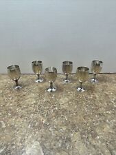Vintage Leonard E.P.N.S Silver Plated 6 Cordial Shot Glasses From India 3” Tall picture