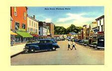 Main Street Winthrop Maine 1930's Postcard  picture