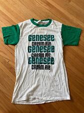 Deadstock NOS 70s 80s GENESEE BEER CREAM ALE T-Shirt Med Devknit Green Ringer picture