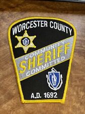 Worcester County MA Massachusetts Sheriff Office Patch Iron On 4” Rare Logo Vtg picture