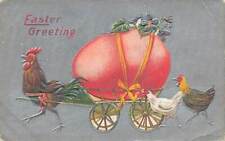 c1910 Old World Fantasy Humanized Chicken Pulls Cart Exaggerated Egg Easter P283 picture