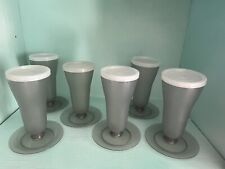 Vintage Gray Tupperware # 754 Dessert Parfait Jello Pudding Cups W/Lids Set Of 6 picture