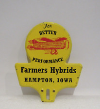 Vintage Farmers Hybrids For Performance Hampton IA Metal License Plate Topper picture