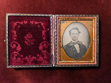 1/9 PLATE 1860'S TINTYPE of CURTIS DAVIS (ASHLAND, OHIO) FULL LEATHER UNION CASE picture