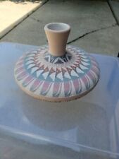 Nice NAVAJO Etch Pot VASE Signed E. Whitegoat Indian Native Clay Pink Turquoise picture