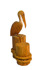 Vintage Carved Wooden Pelican on Nautical Pilings 8
