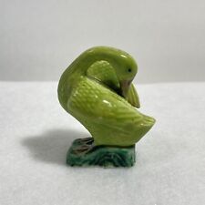 Vintage Majolica Asian Goose Bird Porcelain Figurine Lime Green 2.5 In. READ* picture