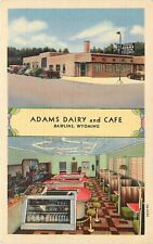 Nice Linen Roadside Postcard Interior & Ext. Views Adams Dairy & Cafe Rawlins WY picture