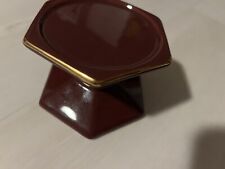 VTG PARTY LITE PENTAGON SHAPE 6 SIDED CANDLE STAND COLOR MULBERRY GOLD TRIM picture