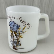VTG Federal Milkglass Holly Hobbie START EACH DAY IN A HAPPY WAY Coffee Mug USA picture