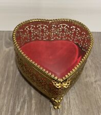 Vintage Gold Filigree Heart Shaped Jewelry Box picture