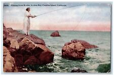 1923 Fishing From Rocks Avalon Bay Catalina Island California CA Posted Postcard picture