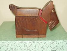 Hand Carved Vintage Wood Dog Scottish Terrier Scottie - Opens with Lid - U.S.A. picture