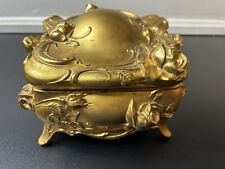 Vintage Art Nouveau Gold Metal Jewelry Casket Box picture