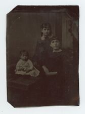 CIRCA 1860'S 1/6 Plate TINTYPE Three Adorable Girls Sisters?  Posing Together picture