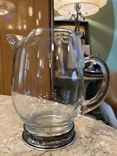 Antique Watson Wallace Glass Pitcher 6.5” Sterling Silver Base 1915 USA picture