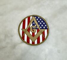 MASONIC LOGO AMERICAN FLAG EMBROIDERED PATCH iron-on FREEMASON SQUARE COMPASS picture