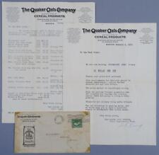 1917 Quaker Oats Co Boston Sales Letter w Pricing Schumacher Feed Bk1-4 picture