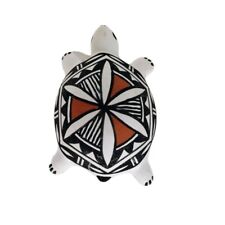 Old Acoma NM Pottery Native American Clay Turtle Figurine Signed CS Vintage picture