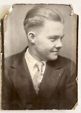 Vintage Photo Booth Found arcade photograph 1940s Handsome Profile Gangster picture