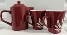 California Pantry Tea Kettle, Coffee Mug Red (2) with White Ferns picture